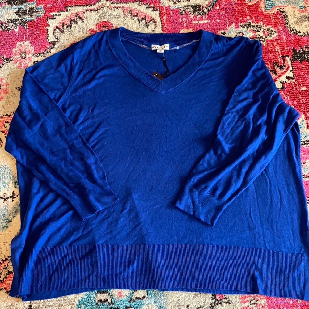 NWT Ava & Viv 3/4 sleeve cobalt blue sweater